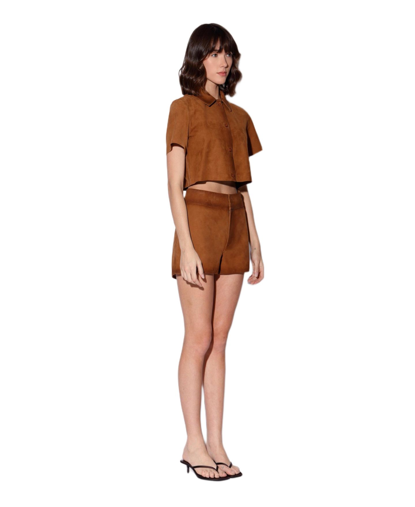 Женские шорты Walter Baker Kendra High-Rise Goat Suede, цвет: Дубовый замшевый — фото 3