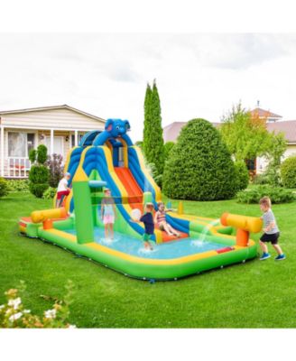 9-in-1 Giant Inflatable Water Slide Park for Kids, 735W Blower Included