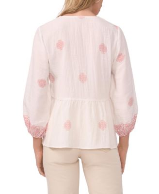 Women's Tie Neck Peasant Blouse