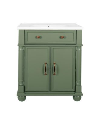 Bathroom Vanity with Sink, Medieval Modern Solid Wood Roman Base, Flip Drawer, Adjustable Storage, Easy Clean