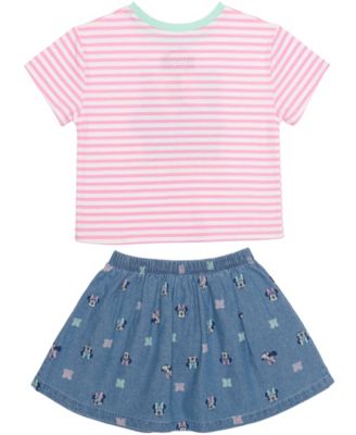 Girls' 2T-6X Minnie Mouse Stripe T-Shirt and Skirt, 2-Piece Set