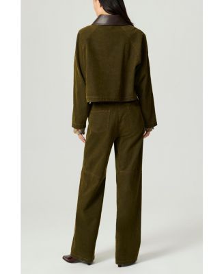 Women's Contrast Collar Utility Cropped Jacket