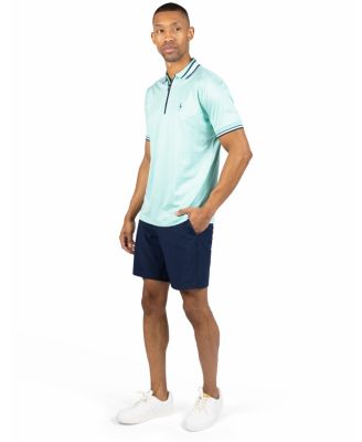 Men's Quarter Zip Mesh Performance Polo with Stripe Tipping