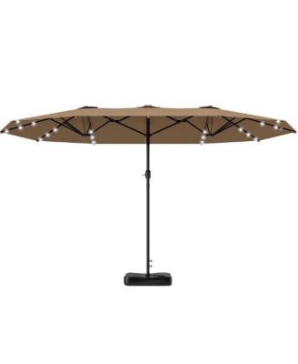 with Base,Patio Parasol with LED Solar