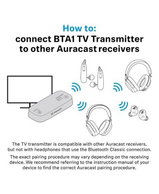 BTA1 TV Transmitter for Bluetooth Auracast Wireless Headphones