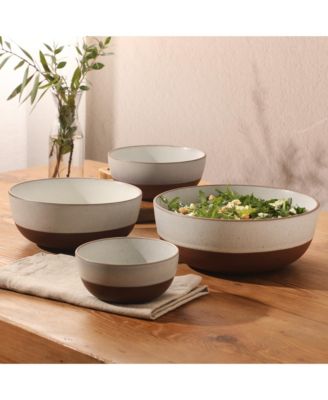 William Crest 4 Piece Nesting Serving Stoneware  Reactive Bowl Set,  5”, 6.25”, 7.5”, 9”, Prep & Serving Bowls