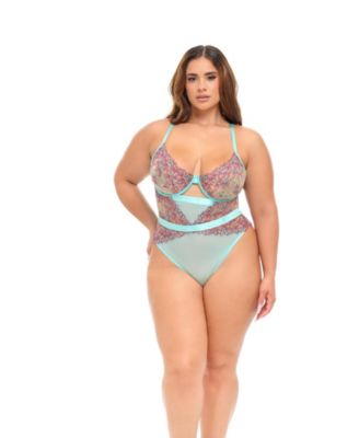 Plus Size Curvy Adaline Embroidered Mesh Teddy