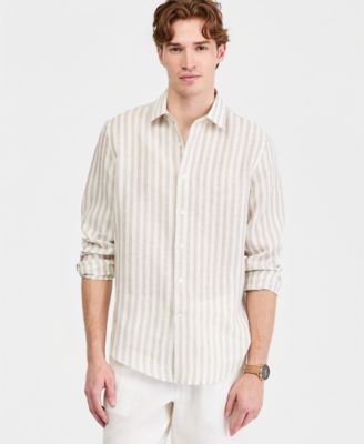 Men's Long-Sleeve Lino Stripe Linen Shirt