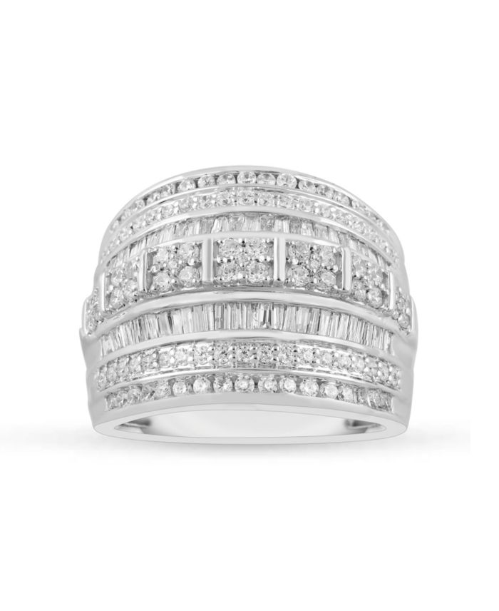 Diamond Wide Band Multi-Row Statement Ring (2 ct. t.w.) in Sterling Silver