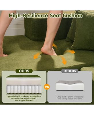 104" No Assembly Required Cloud Sectional Sofa, L-Shape Couch Chaise Lounge with Deep Seat and Wide Armrest for Living Room Bedroom