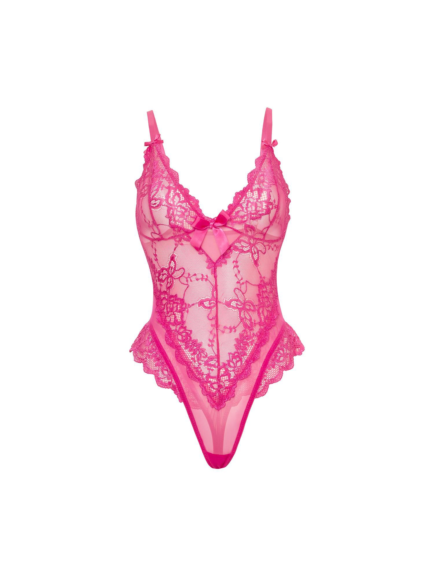 women's plus size Curvy Valentine Sheer Lacey Teddy