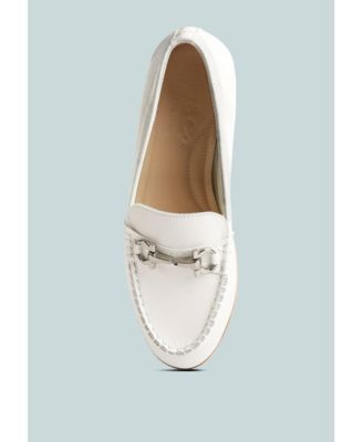HOLDA Womens Horsebit Embellished Loafers With Stitch Detail