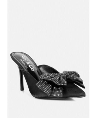 ELISDA Womens Embellished Bow High Heel Mules