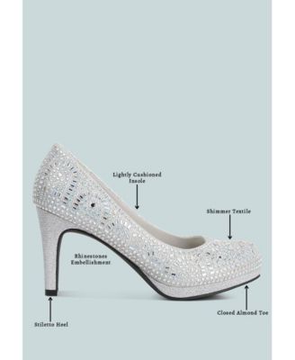 Womens Jolly Exquisite Rhinestone-Embellished Stiletto Pumps