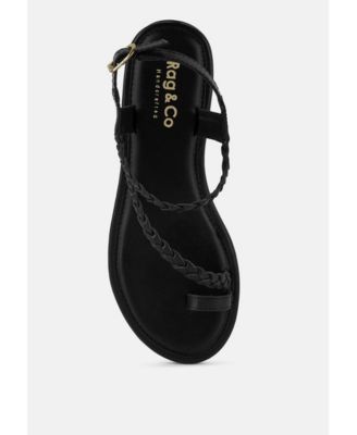 STALLONE Womens Braided Flat Sandals