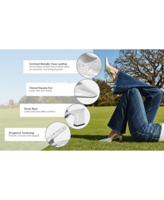 Women's AMBERIN Crinkled Metallic Slingback Heels