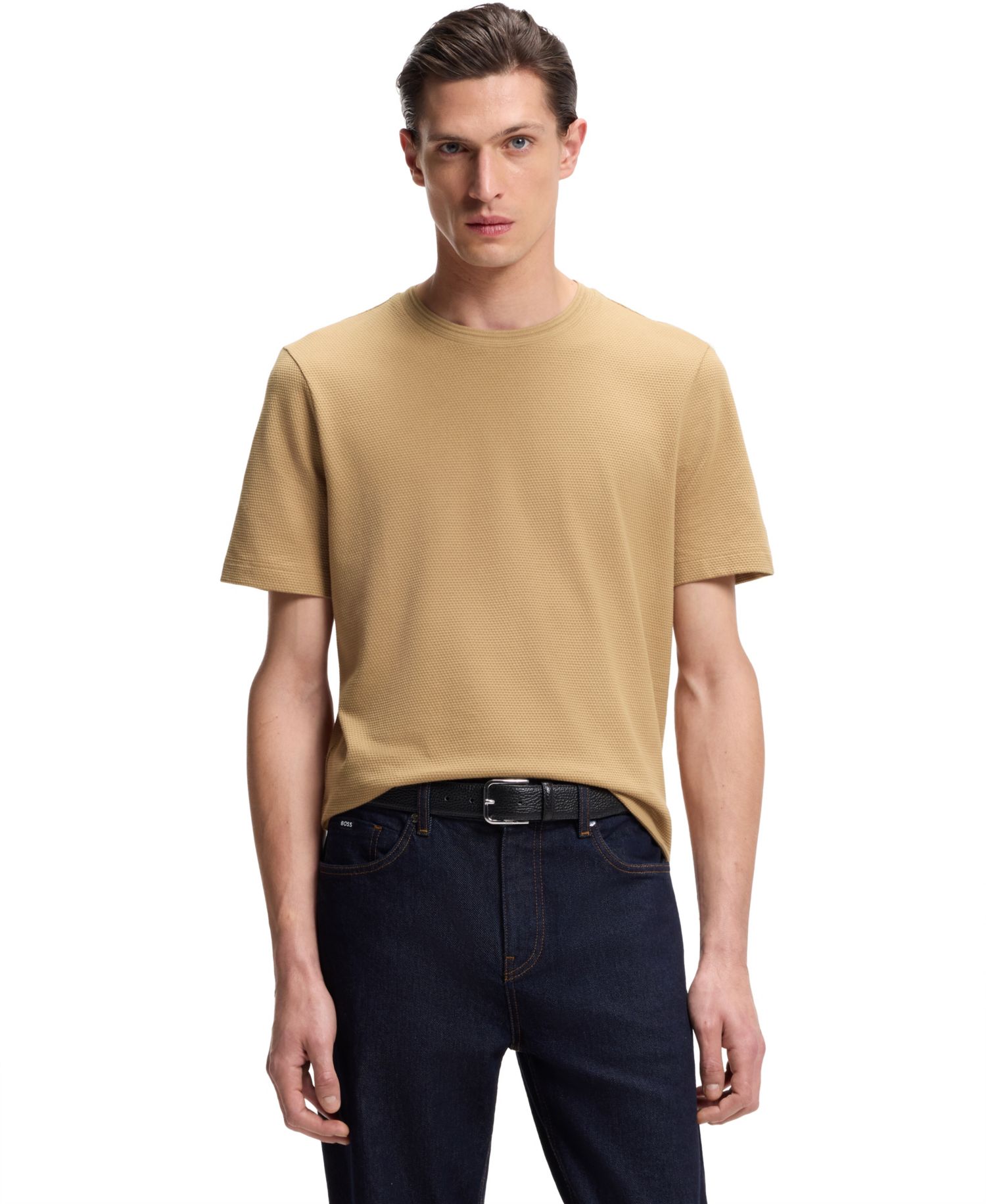 Men's Cotton-Blend Regular-Fit Bubble-Jacquard T-Shirt