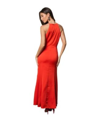 Women's Diamante Bow Halter Maxi Dress