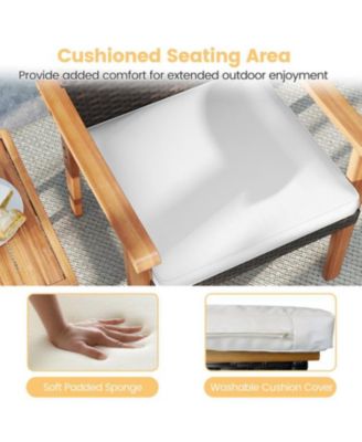 Patio PE Wicker 3-Piece Bistro Set with Acacia Wood Table