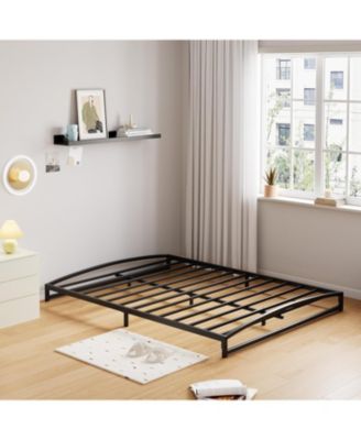 Metal Platform Bed Frame with Headboard - 6 Inch Low Profile Noise-Free