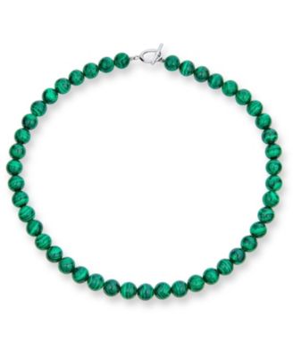 Semi-Precious Created Malachite Stone 10MM Bead Strand Collar Necklace 16 Inch