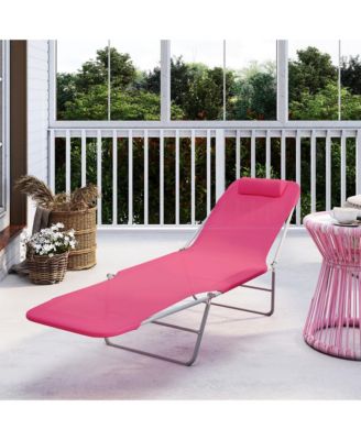 Foldable Reclining Pool and Beach Chair w/ Pillow,