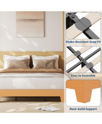 Full Wood Platform Bed Frame Slat Support Noise Free Underbed Storage Minimalist Pine Easy Assembly