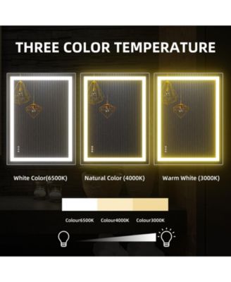 LED Bathroom Mirror with Front and Backlit Lights,Anti-Fog Lighted Vanity Mirror, Stepless Dimmable, 3-Color Modes