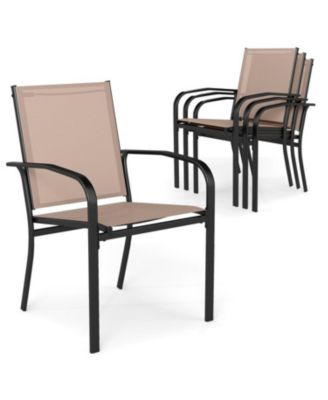 Set of 4 Outdoor Dining Chairs with High Back