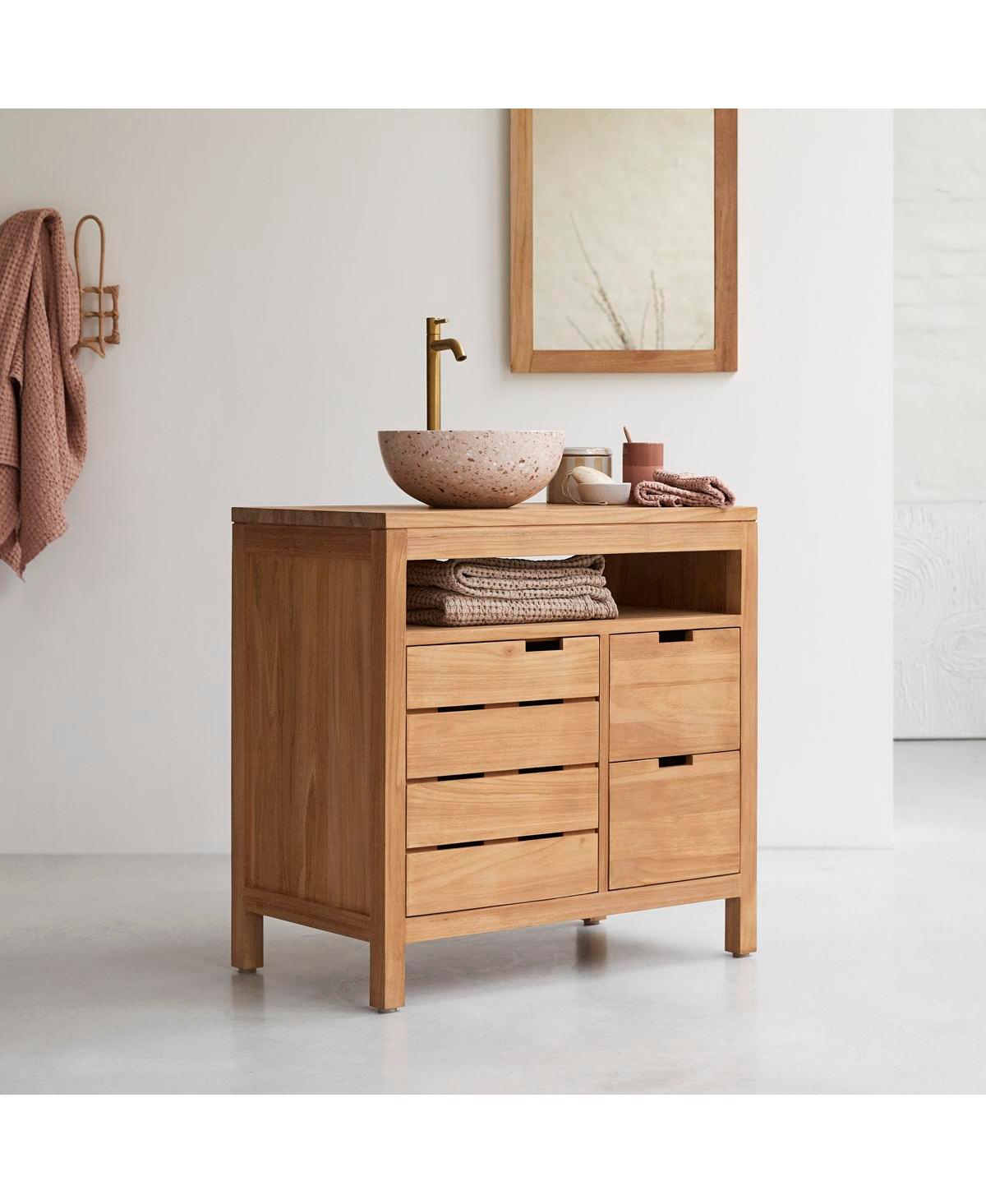 Tikamoon Serena solid teak vanity unit 80 cm