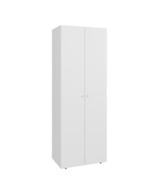 Home 2 Doors Closet System Armoire with Hanging Rod and Storage Shelf Modern Organizer for Bedroom