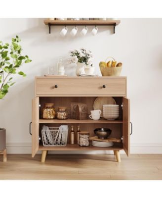 Buffet Cabinet Sideboard with 2 Drawer & 4 Doors, Accent Cabinet with Storage, Console Coffee Bar Table