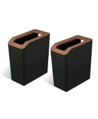 2-Pack 2 Gallon Slim Rectangular Trash Cans with Open Top Lids