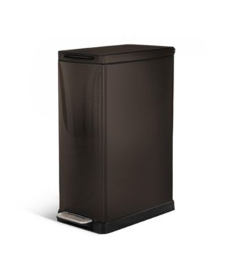 12 Gallon Slim Kitchen Trash Can with Soft Close Lid, Removable Liner, and Bag Tuck Band, Matte Black