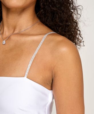 Juniors' Rhinestone-Strap Asymmetrical Dress