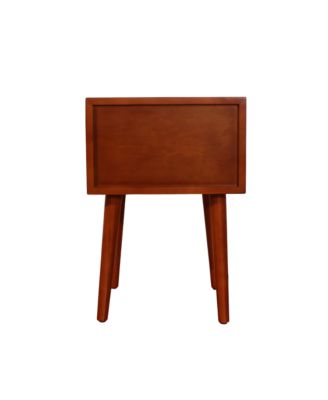 Mid Century Nightstand with Solid Wood Legs, Side End Table with 2 Drawers, Vintage Bedside Cabinet for Bedroom, Living Room