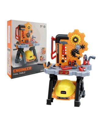 48-Piece Kids Tool Set with Workbench & Helmet – Engineer Pretend Play Construction Toys