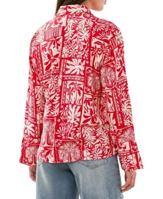 Women's Printed Tie-Front Blouse