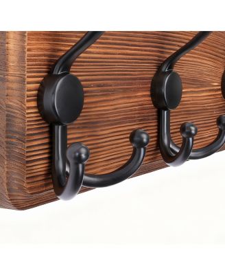 Rustic Wood Coat Rack - 10 Hooks for Coats, Hats, Bags - Wall Mount