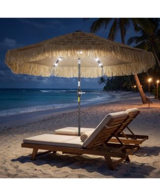 9 ft Tiki Outdoor Patio Umbrella with Solar Light, Tilt