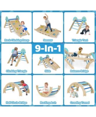 8-in-1 Kids Climbing Triangle Gym Unicorn Theme Foldable