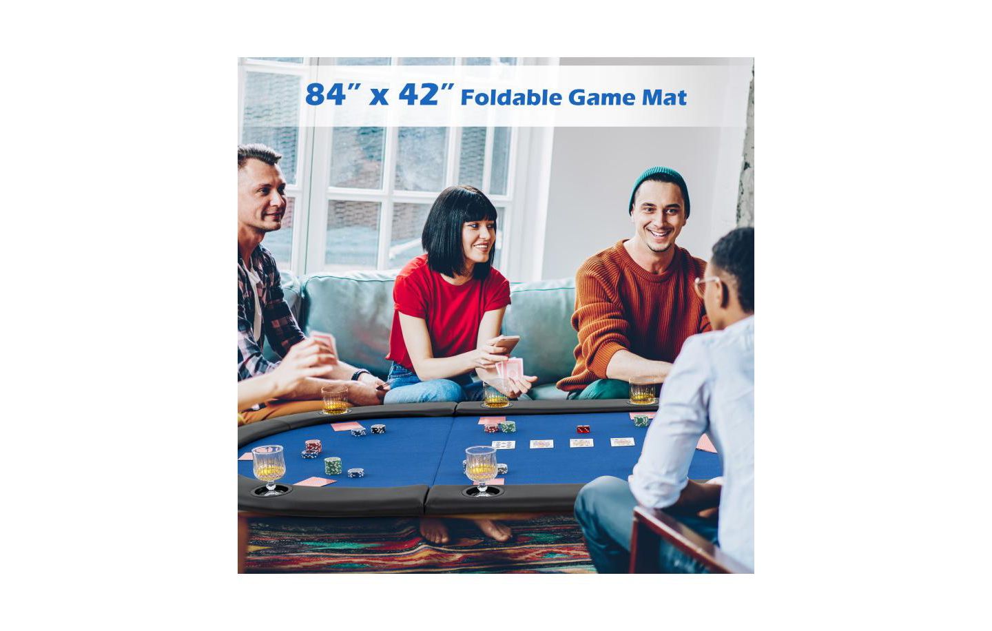 Детские игрушки HONGGE Portable 84 x 42 Inch 10-Player Foldable Padded Poker Table Top-Blue, цвет: Синий — фото 5