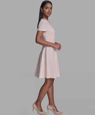 Women's Embellished Neck Short Dress