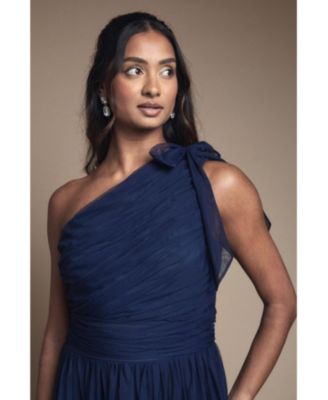 Women's Pleated One Shoulder Tiered Maxi Dress