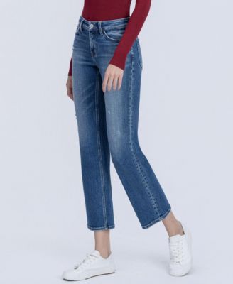 Women's Mid Rise Ankle Straight Jeans