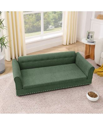 Modern Linen Dog Sofa Bed, Oversized Pet Furniture with Backrest