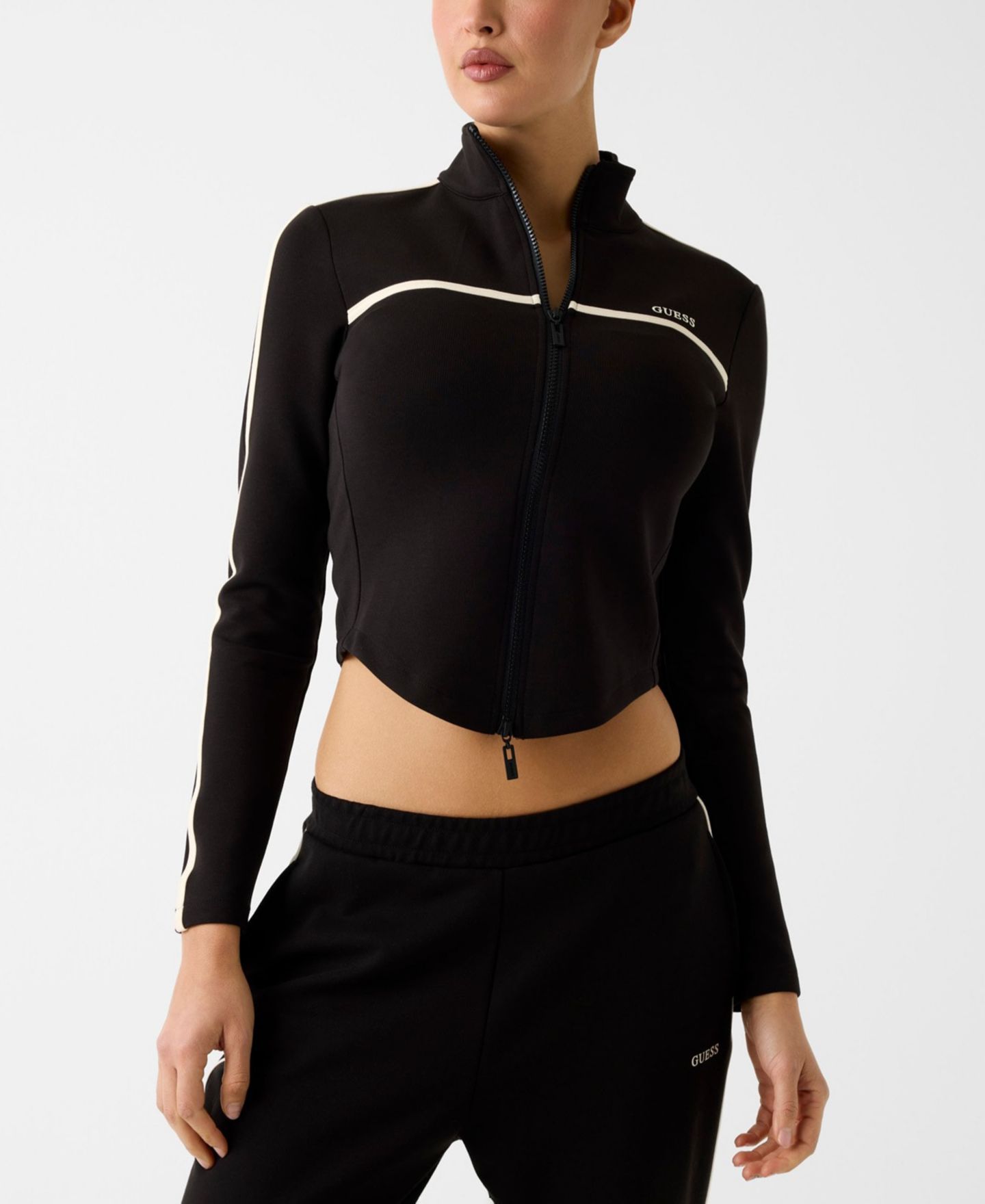 Женский свитшот GUESS Jasmine Full-Zip, цвет: Угольно-чёрный — фото 1