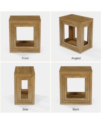 Farmhouse End Table with 2-Tier Storage, 24 Inches