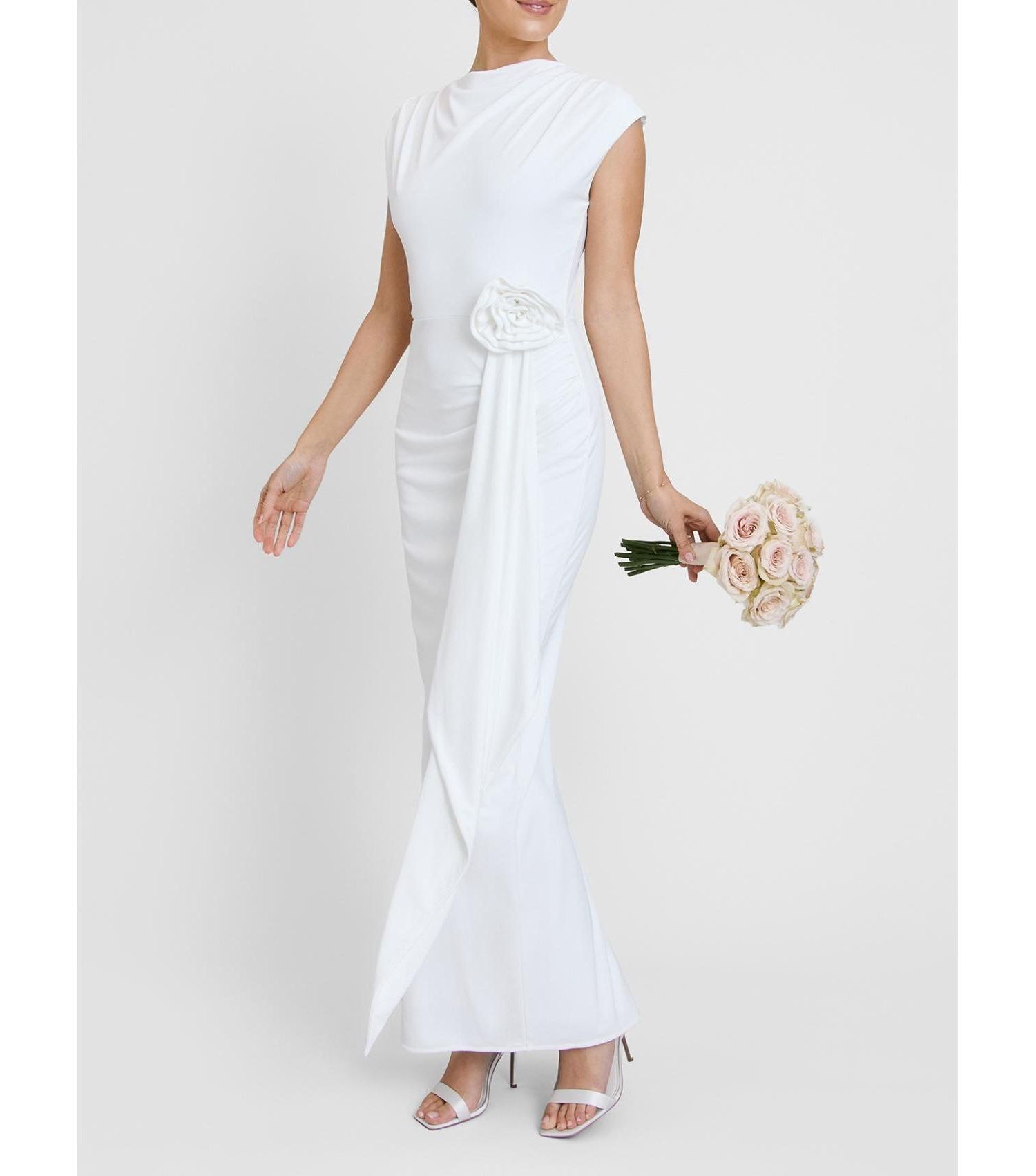 Women's Cap Sleeve Corsage Stretch Dress