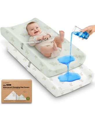 2-Pack Isla Waterproof Changing Pad Covers for Boy, Girl, 32x16 Soft Nursery Baby Changing Table Pad Cover Sheets